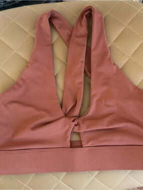 Fabletics Rust Mauve Cross-Back Sports Bra